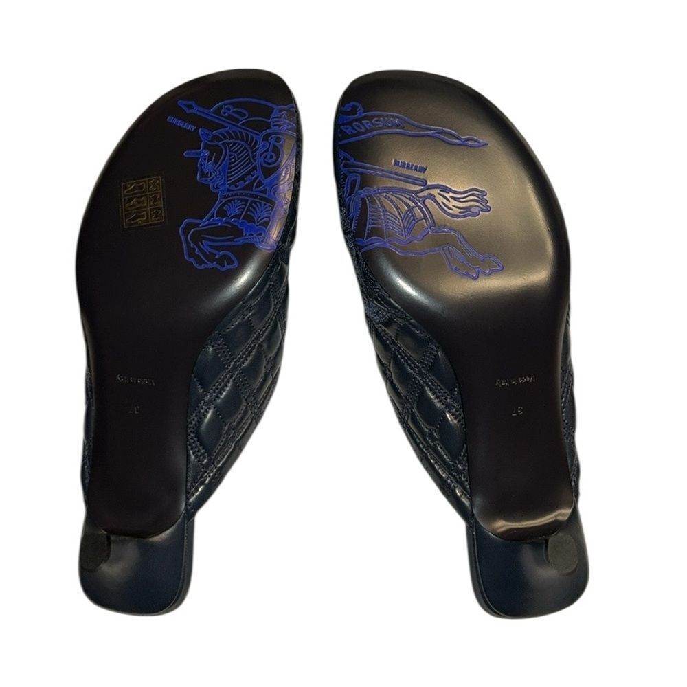 Authentic Burberry Blue Quilted Embroidered Sip on Blue Mule Shoes(Size 37) - Picture 4 of 14